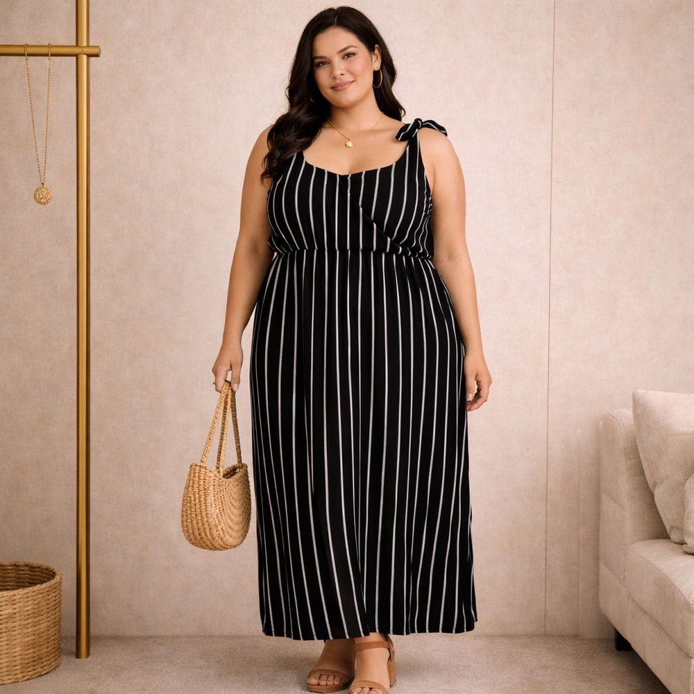 ❤️ 3 FOR $20 DRESS SALE ❤️ Haute Monde Black and White Striped Dress